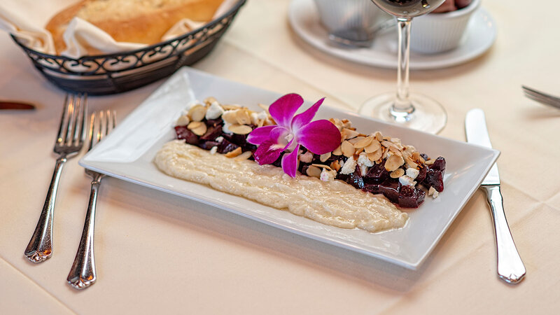 Table Setting Featuring Red Beet Appetizer