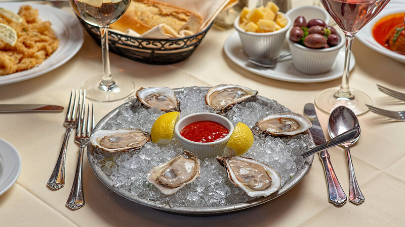 Table Setting Featuring Fresh Oysters