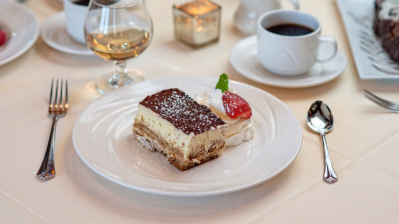 Table Setting Featuring Tiramisu Dessert